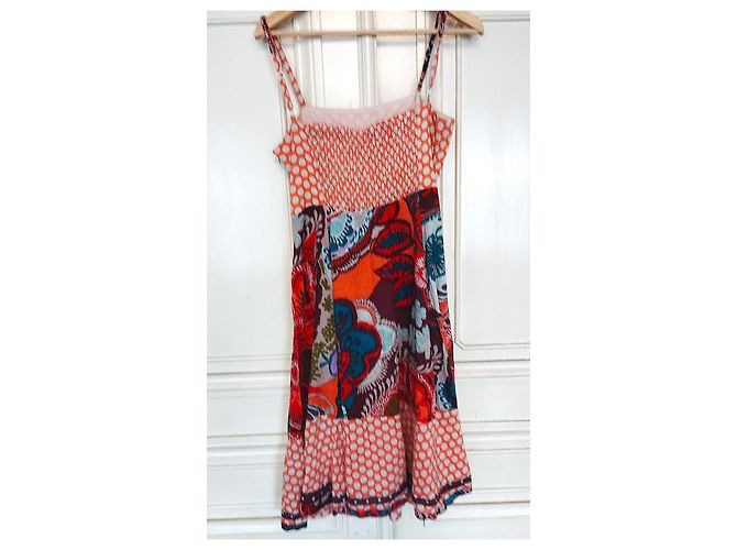 Rene Derhy Vestido de verano Derhy Preppy Dotties de algodón Castaño Blanco Roja Azul Multicolor Naranja - vista 13