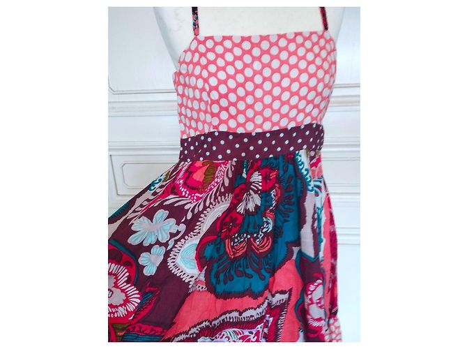 Rene Derhy Vestido de verano Derhy Preppy Dotties de algodón Castaño Blanco Roja Azul Multicolor Naranja - vista 2