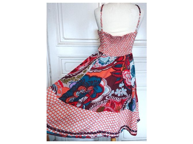 Rene Derhy Vestido de verano Derhy Preppy Dotties de algodón Castaño Blanco Roja Azul Multicolor Naranja - vista 4