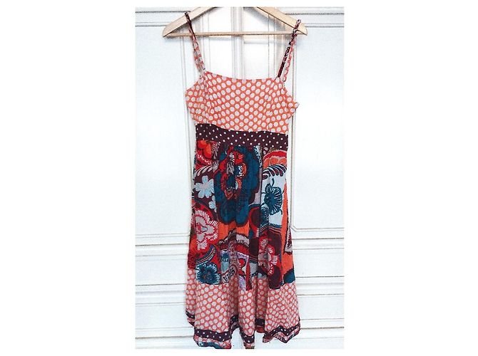 Rene Derhy Vestido de verano Derhy Preppy Dotties de algodón Castaño Blanco Roja Azul Multicolor Naranja - vista 5