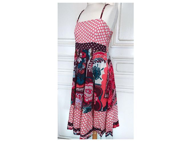 Rene Derhy Vestido de verano Derhy Preppy Dotties de algodón Castaño Blanco Roja Azul Multicolor Naranja - vista 7