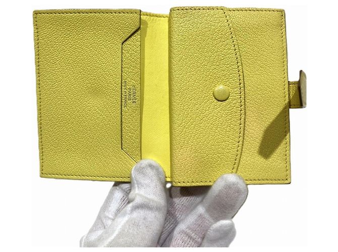 Hermès Portacarte Hermes Bearn Chevre Mysore Giallo - vista 3