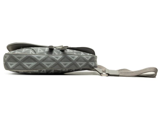 Sac Saddle Dior en toile CD Diamond et cuir de veau Gris Marron - vue 3