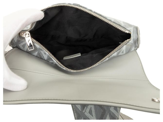 Sac Saddle Dior en toile CD Diamond et cuir de veau Gris Marron - vue 4