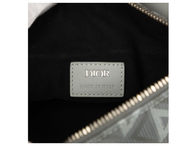 Sac Saddle Dior en toile CD Diamond et cuir de veau Gris Marron - vue 5