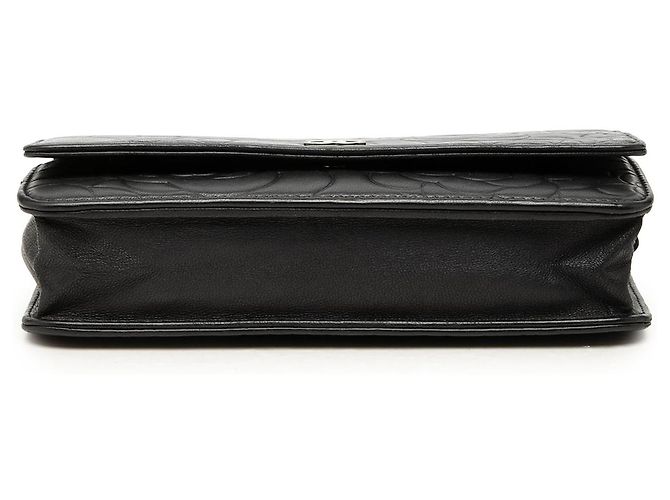 Portafoglio Chanel Black CC Embossed Lambskin Camellia Wallet On Chain Nero - vista 3