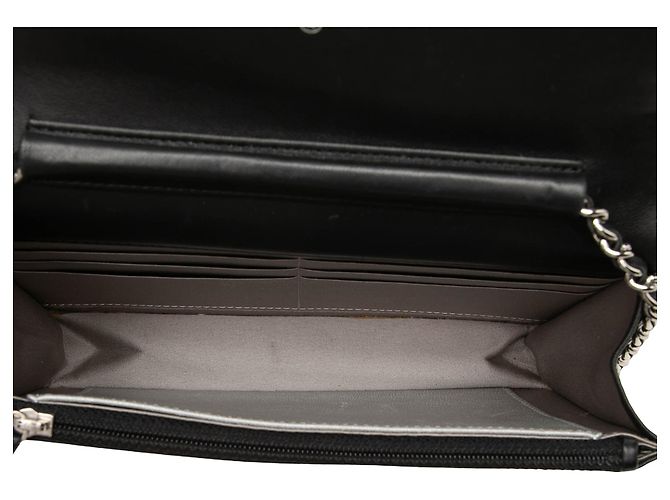 Portafoglio Chanel Black CC Embossed Lambskin Camellia Wallet On Chain Nero - vista 4