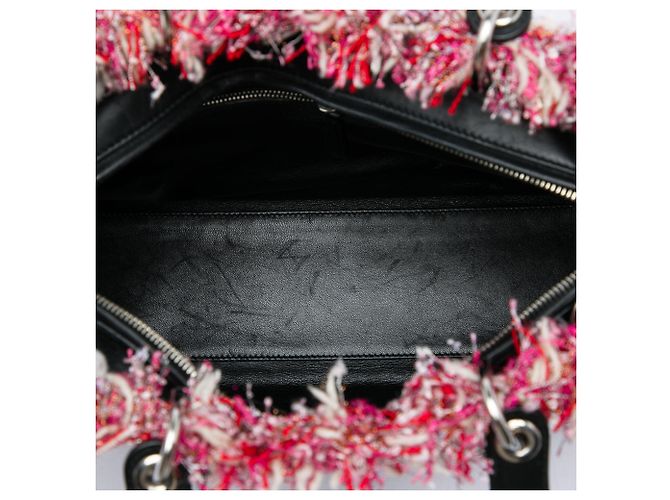 Dior Pink Large Tweed Cannage Fringe Lady Dior Rosa - vista 4