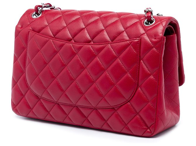Chanel Red Jumbo Classic Caviar Double Flap Roja - vista 2