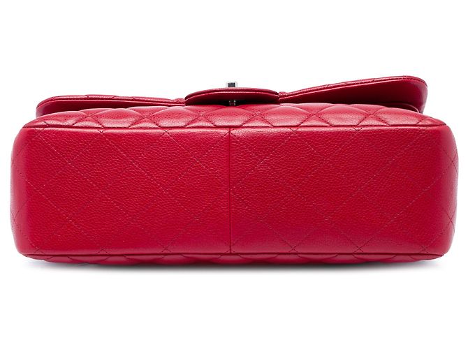 Chanel Red Jumbo Classic Caviar Double Flap Roja - vista 3