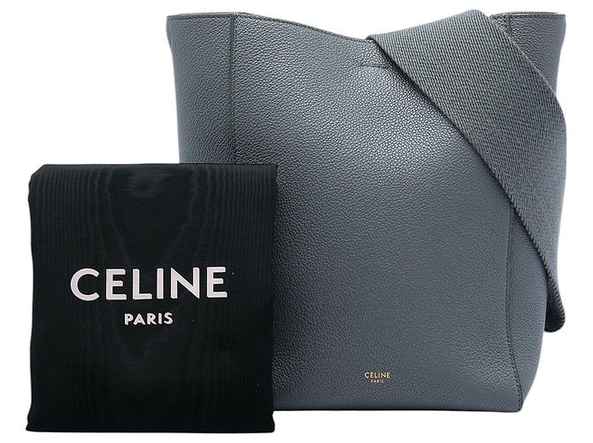 Céline Bolsa Bucket Seau Sangle Celine Small em Pele de Bezerro Grão Cinza Marrom Cinza antracite - vista 7