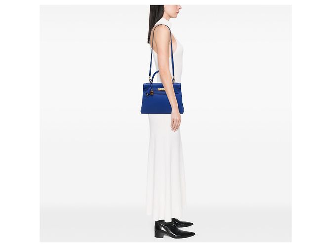Hermès Blue Togo Kelly II Retourne 32 - vista 6