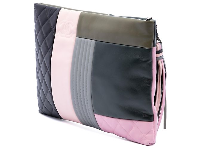 Chanel Grün Large Lambskin Colorblock Patchwork O Case - Ansicht 2