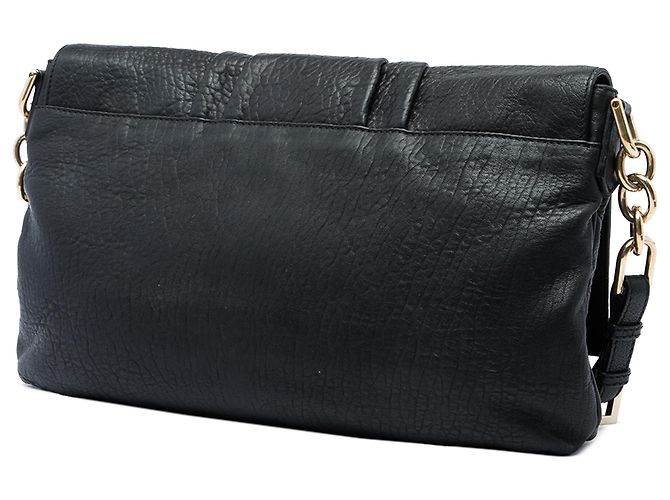 Fendi Mia Flap Crossbody in pelle d'agnello stropicciata nera Large Nero - vista 2
