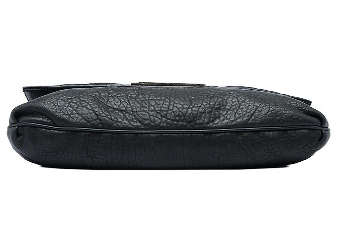 Fendi Mia Flap Crossbody in pelle d'agnello stropicciata nera Large Nero - vista 3