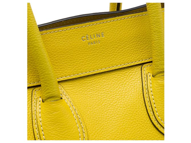 Céline Celine Mini Luggage Tote em couro de bezerro granulado amarelo - vista 5