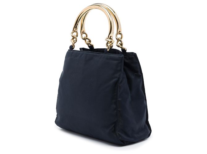 Prada Blue Tessuto Metal Handle Bag Navy blue - view 2
