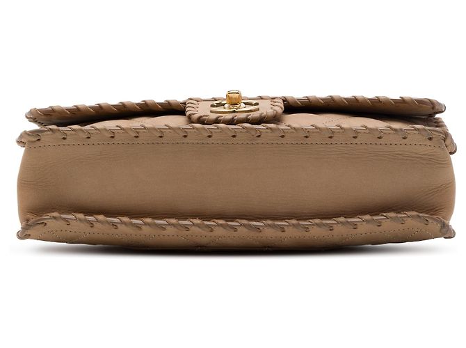 Chanel Brown Medium Quilted Iridescent Calfskin Happy Stitch Flap Braun Fleisch - Ansicht 3