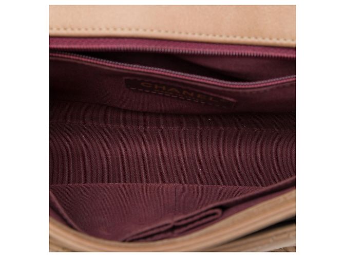 Chanel Brown Medium Quilted Iridescent Calfskin Happy Stitch Flap Braun Fleisch - Ansicht 4