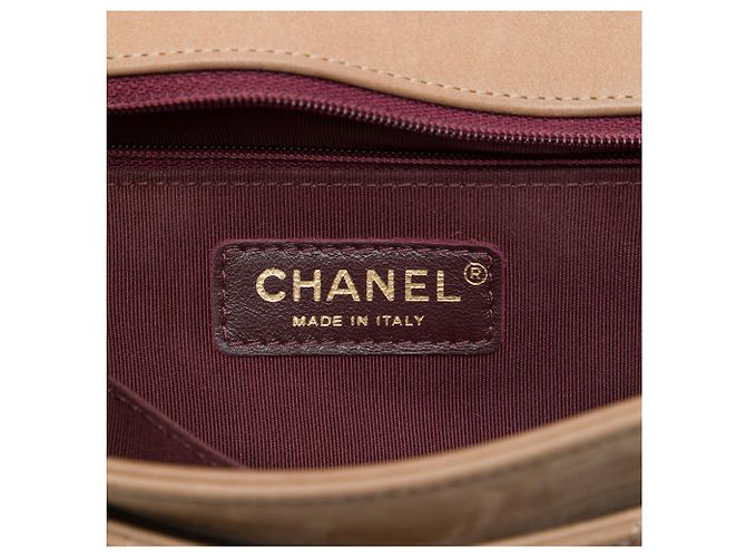 Chanel Brown Medium Quilted Iridescent Calfskin Happy Stitch Flap Braun Fleisch - Ansicht 5