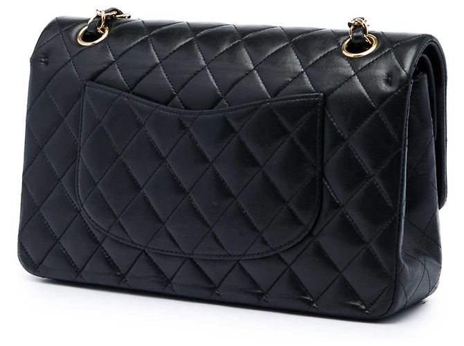 Chanel Black Medium Classic Lambskin Double Flap Schwarz - Ansicht 2