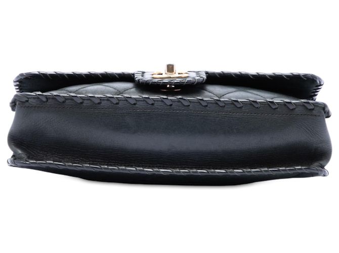 Chanel Black Medium Quilted Iridescent Calfskin Happy Stitch Flap Negro - vista 3