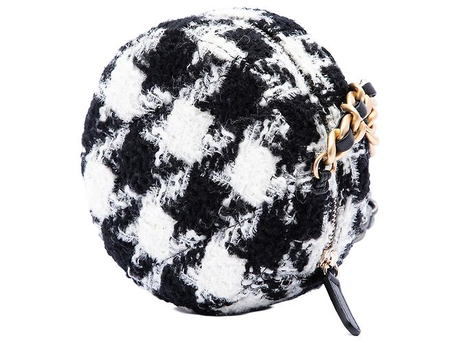 Chanel Clutch 19 Round de Tweed Blanco con Cadena y Monedero Crudo - vista 2