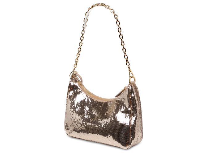 Sac Satchel Prada Re Edition 2005 en Re-Nylon avec sequins dorés - vue 2