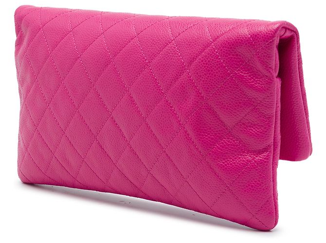 Chanel Pink Quilted Caviar CC Beauty Foldover Clutch Rosa - vista 2