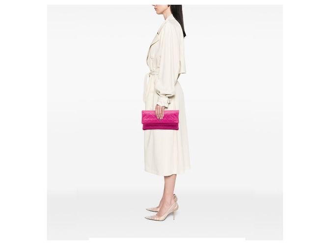 Chanel Pink Quilted Caviar CC Beauty Foldover Clutch Rosa - vista 6
