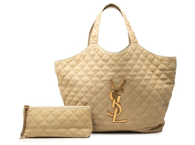 Autre Marque Saint Laurent Beige Maxi Quilted Nubuck Icare Shopping Tote - Ansicht 7