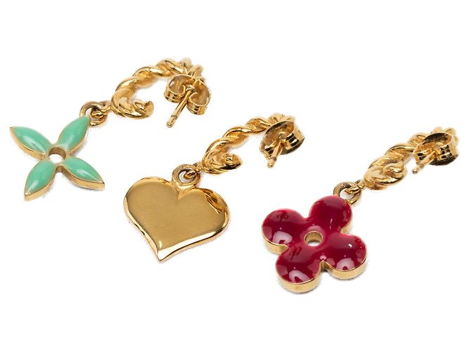 Pendientes Louis Vuitton Gold Gold Plated Enamel Sweet Monogram Push Back Dorado - vista 2