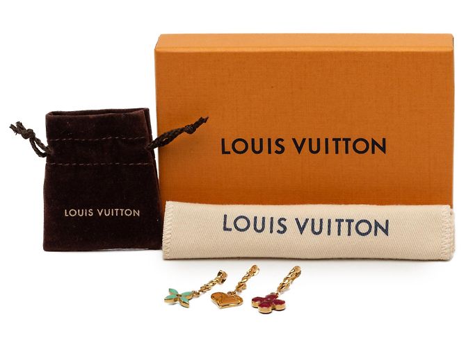Pendientes Louis Vuitton Gold Gold Plated Enamel Sweet Monogram Push Back Dorado - vista 3