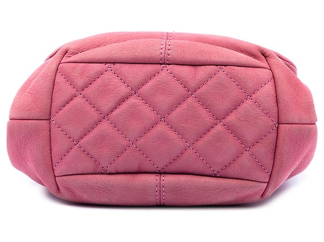Chanel Mini Trianon Messenger Flap aus gestepptem Nubukleder in Rosa Pink - Ansicht 3