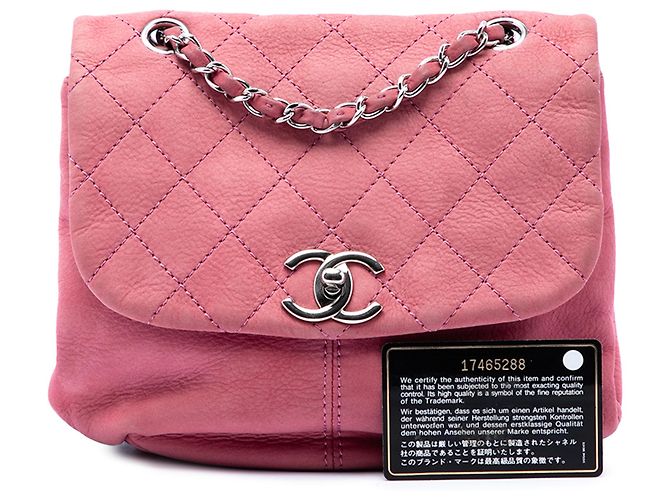 Chanel Mini Trianon Messenger Flap aus gestepptem Nubukleder in Rosa Pink - Ansicht 7