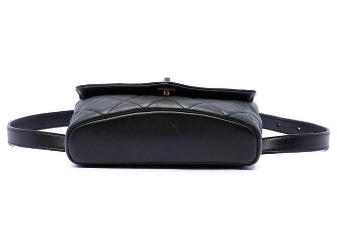 Borsa cintura con patta chic e catena Chanel in vitello trapuntato nero - vista 3
