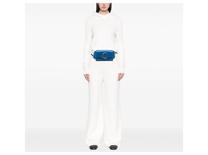 C Belt Bag Bolsa de cintura C em couro de bezerro e camurça azul Chloé - vista 6