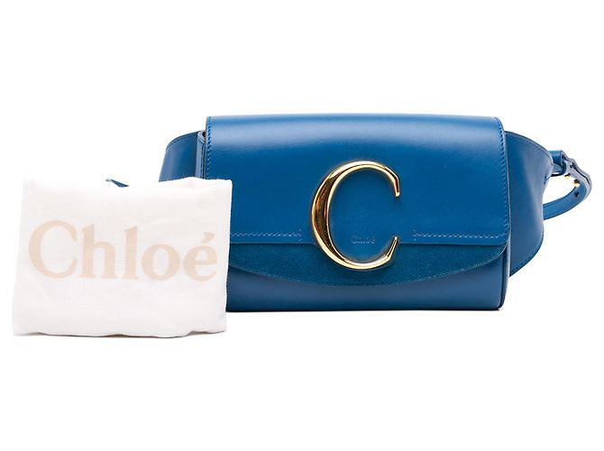 C Belt Bag Bolsa de cintura C em couro de bezerro e camurça azul Chloé - vista 7