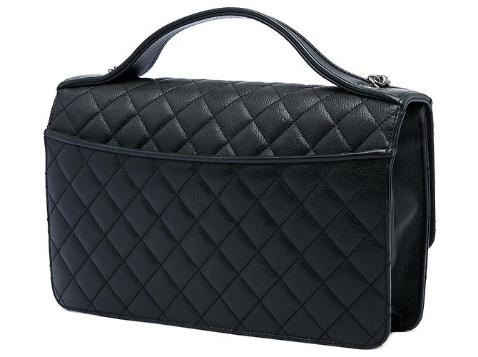 Chanel Black Medium Quilted Goatskin CC University Flap Nero - vista 2