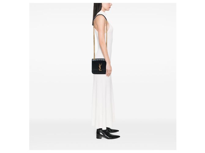 Autre Marque Saint Laurent Vicky Monogram Kettentasche aus schwarzem Lammleder Medium - Ansicht 6