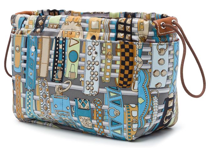 Hermès Gray Silk Colliers De Chiens Fourbi Pouch 25 Brown - view 2