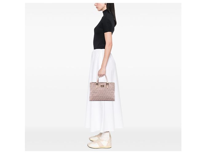 Borsa Tote Fendi Small Zucchino Canvas Rosa - vista 6