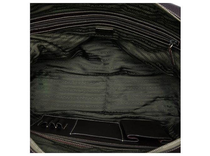Bolso Bauletto Prada de lona Canapa beige con ribetes de Cinghiale - vista 4