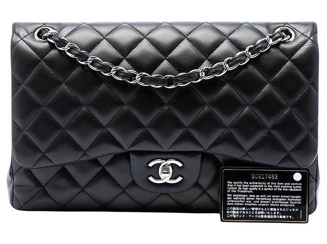 Chanel Black Jumbo Classic Lambskin Double Flap Nero - vista 7