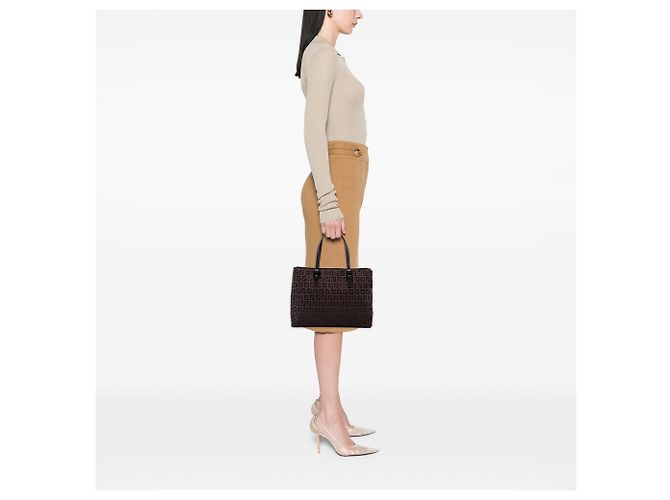 Fendi Zucchino Canvas Tote braun Dunkelbraun - Ansicht 6