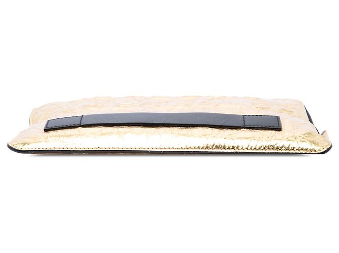 Clutch Chanel Je Ne Suis Pas En Solde in nappa metallizzata oro - vista 3