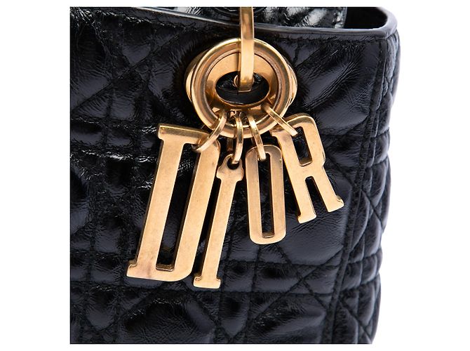 Dior Black Small Crinkled Patent Cannage My ABCDior Lady Dior Schwarz - Ansicht 5