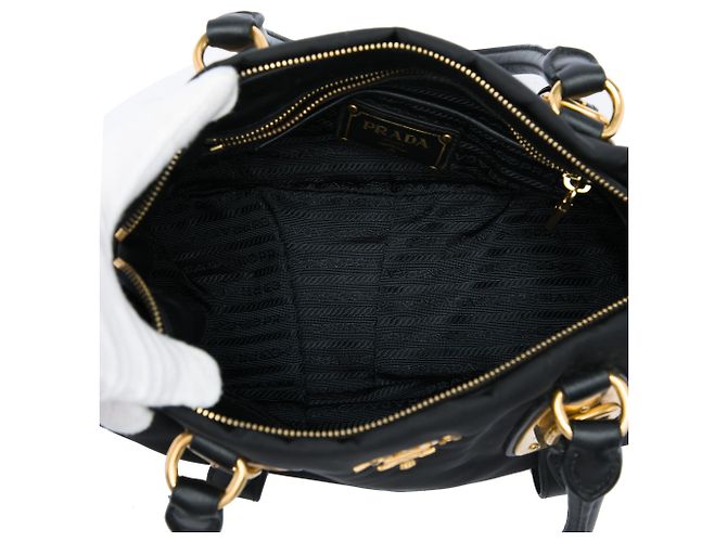 Borsa Satchel Prada in Tessuto con rifiniture in vitello morbido nero - vista 4
