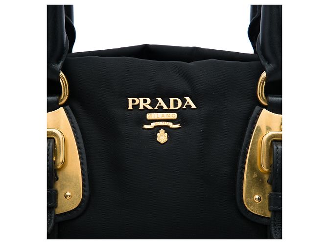 Borsa Satchel Prada in Tessuto con rifiniture in vitello morbido nero - vista 5