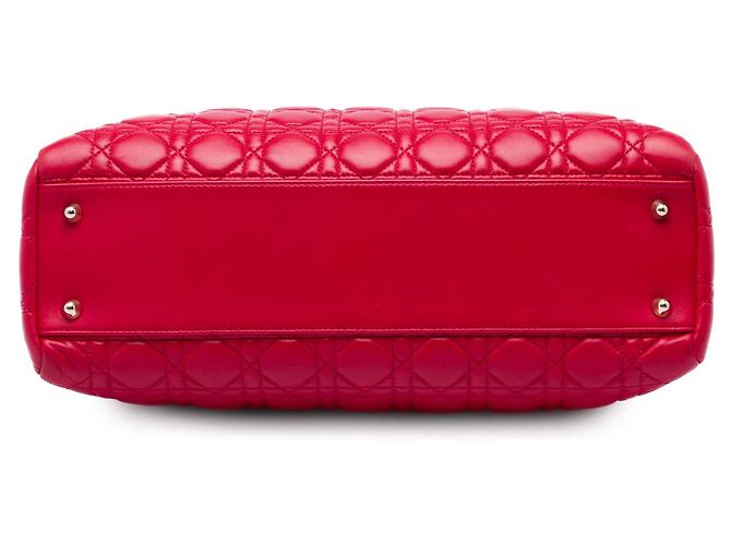 Dior Red Large Lambskin Cannage Soft Zipped Lady Dior Shopping Tote - Ansicht 3